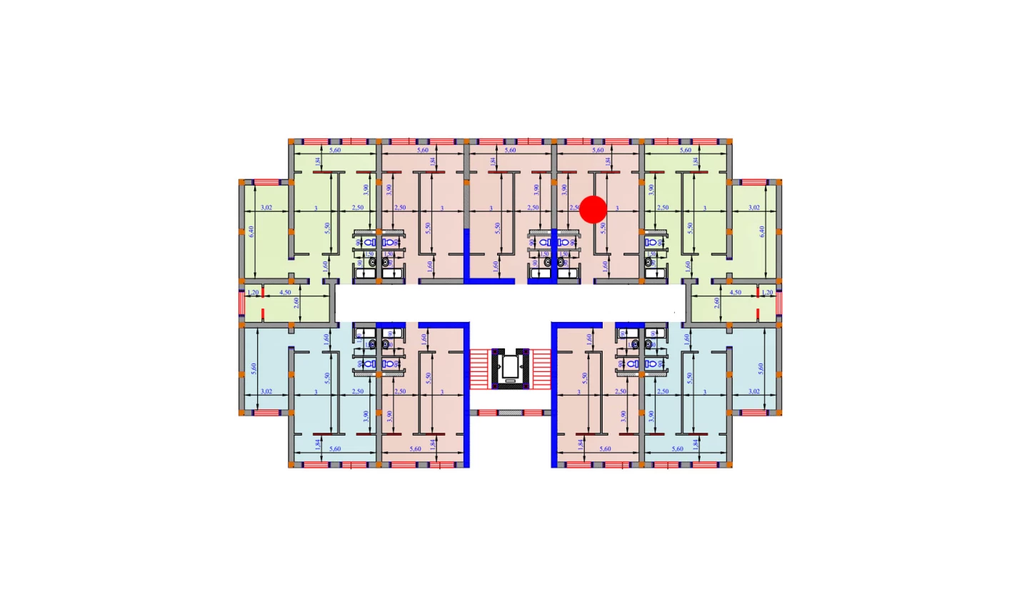 1-xonali xonadon 57.4 m²  2/2 qavat