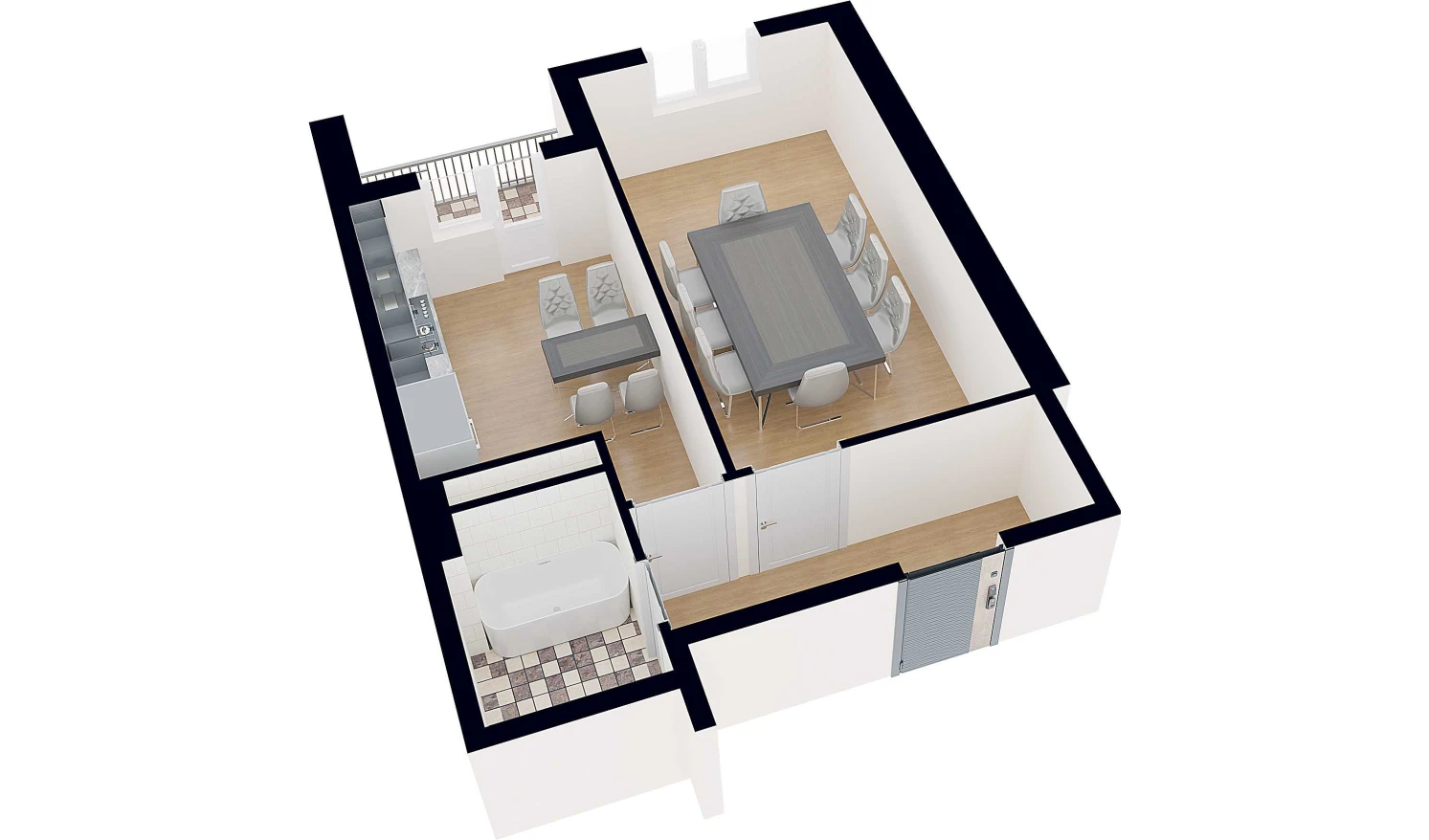 1-комнатная квартира 45.29 м²  2/2 этаж