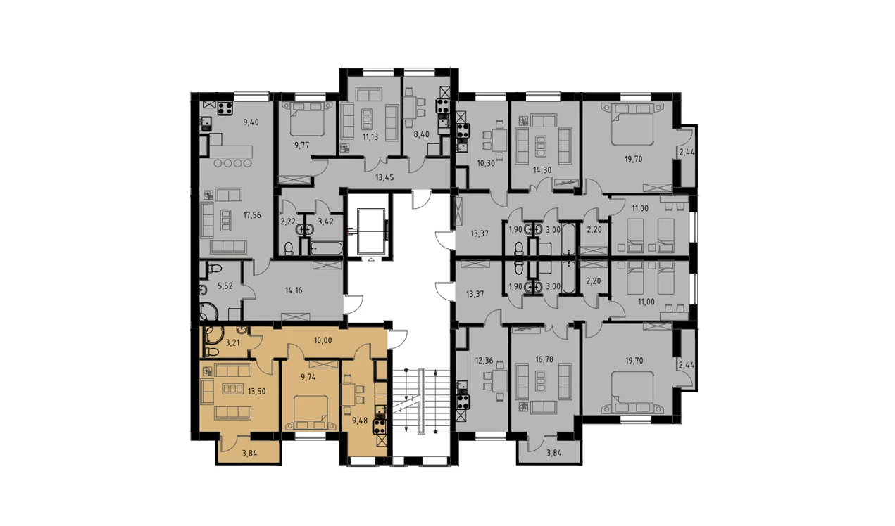 2-комнатная квартира 47.1 м²  2/2 этаж