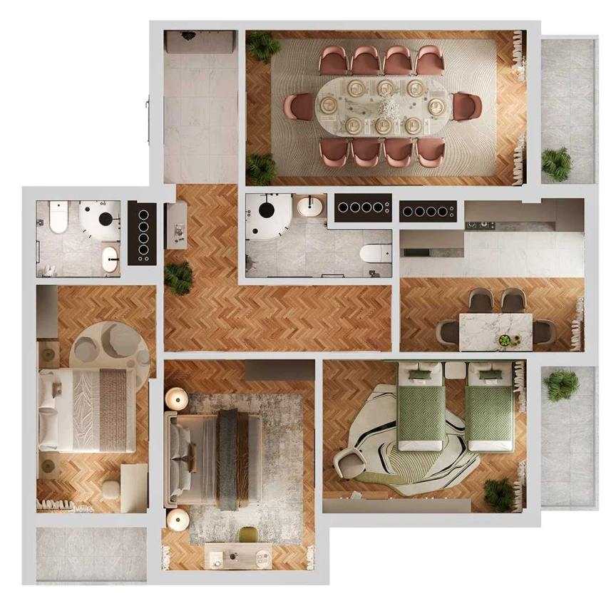 4-комнатная квартира 104.8 м²  3/3 этаж