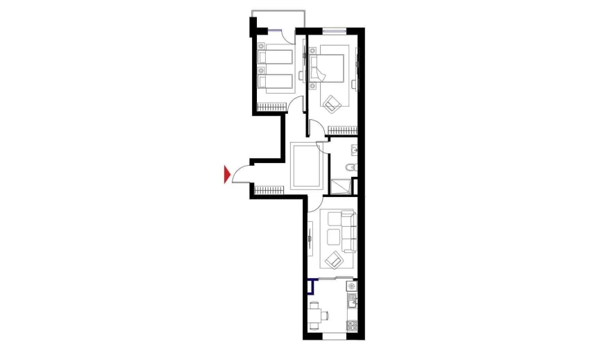 3-комнатная квартира 74.6 м²  2/6 этаж | Жилой комплекс CHOSHTEPA GARDEN