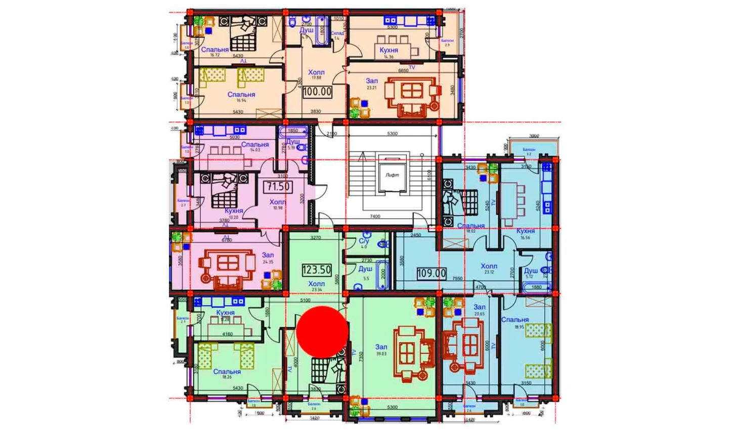 3-комнатная квартира 123.5 м²  7/7 этаж