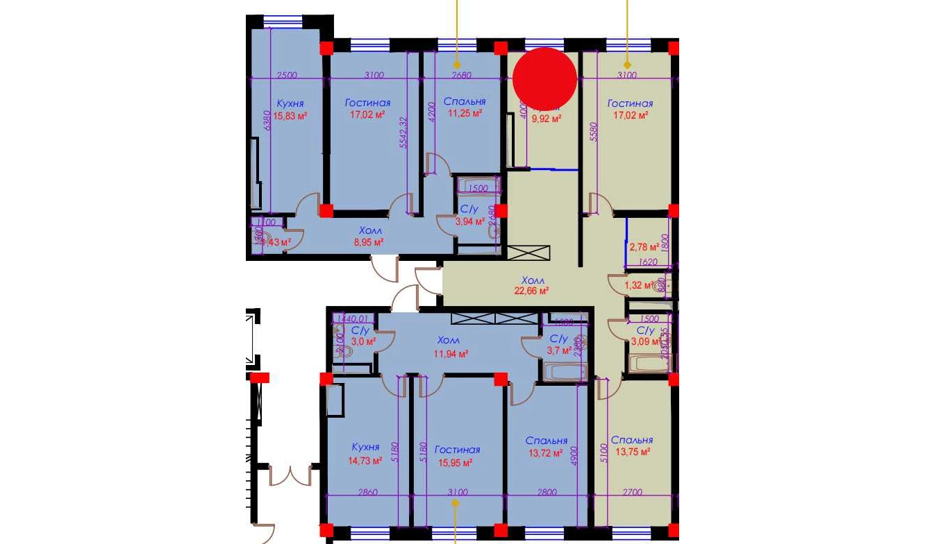 2-комнатная квартира 71.07 м²  10/10 этаж