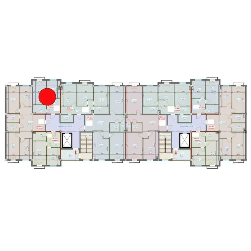 1-комнатная квартира 45.3 м²  8/8 этаж