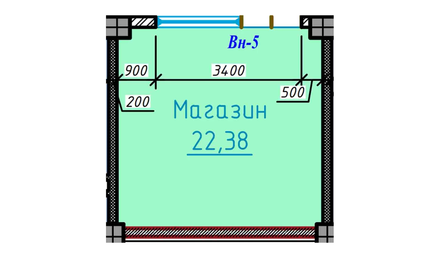 1-xonali xonadon 22.38 m²  1/1 qavat