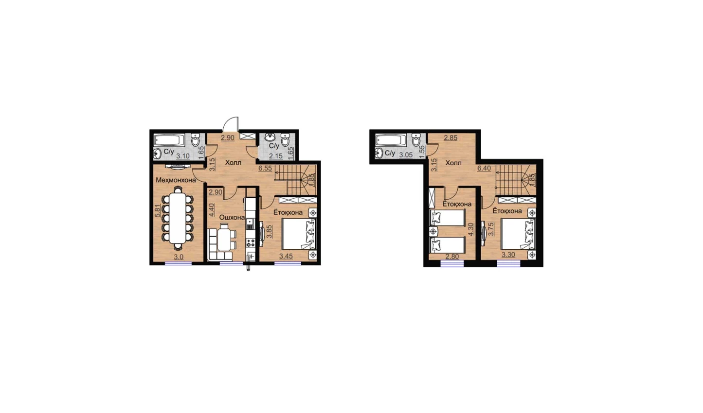 2-комнатная квартира 75.8 м²  1/1 этаж