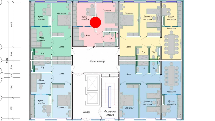 1-xonali xonadon 43.98 m²  1/1 qavat