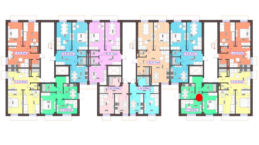 2-комнатная квартира 43.87 м²  0/0 этаж