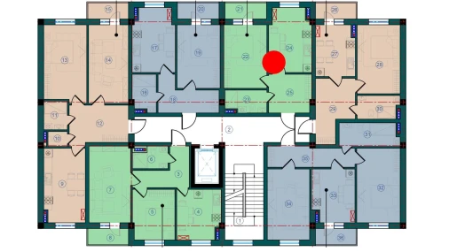 1-xonali xonadon 87.8 m²  7/7 qavat | Bristol Turar-joy majmuasi