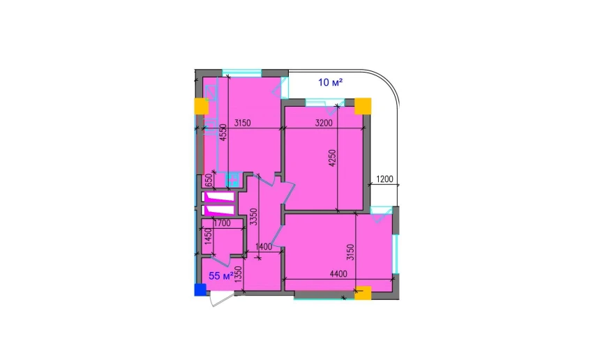 2-xonali xonadon 65 m²  4/12 qavat | SOKIN SOHIL Turar-joy majmuasi