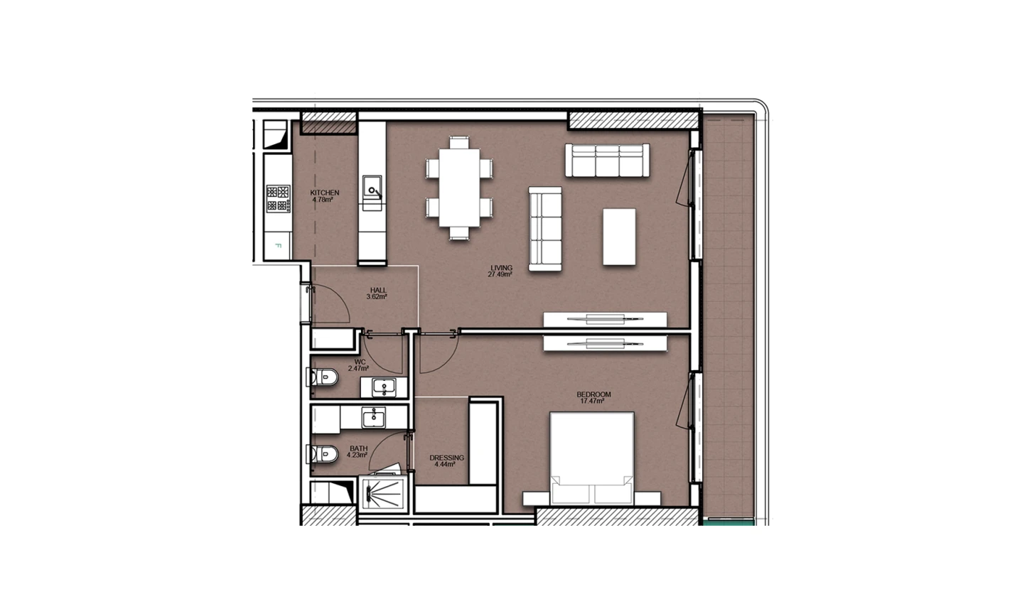 2-комнатная квартира 78.38 м²  18/18 этаж