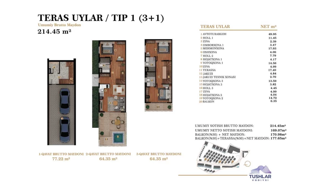 4-xonali xonadon 177.647 m²  2/2 qavat