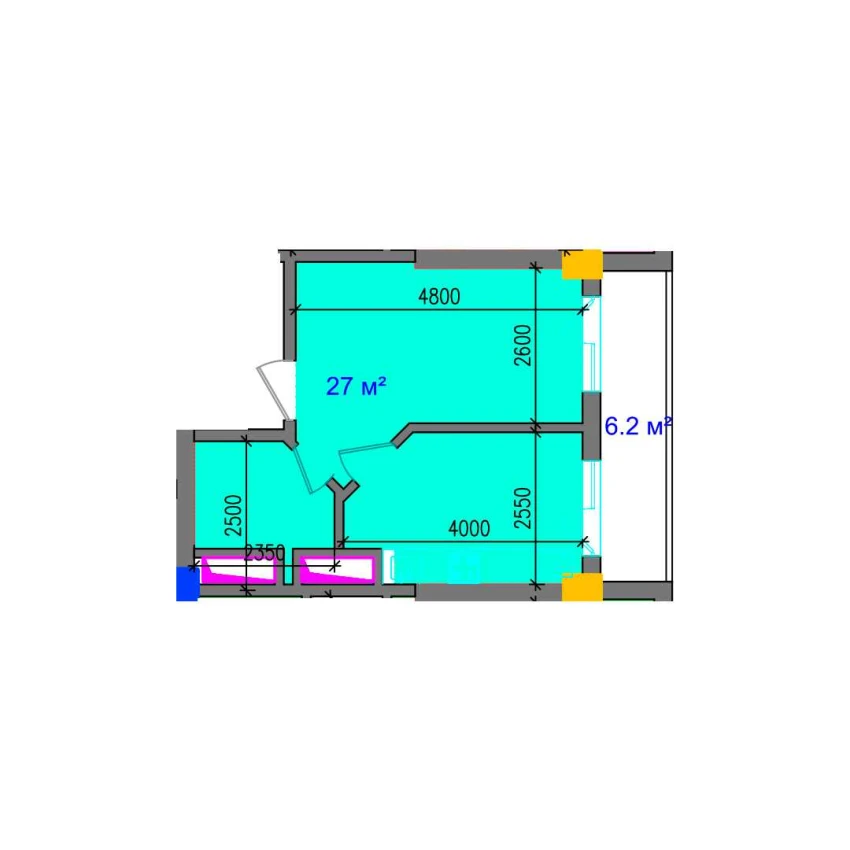 1-комнатная квартира 33.2 м²  11/11 этаж