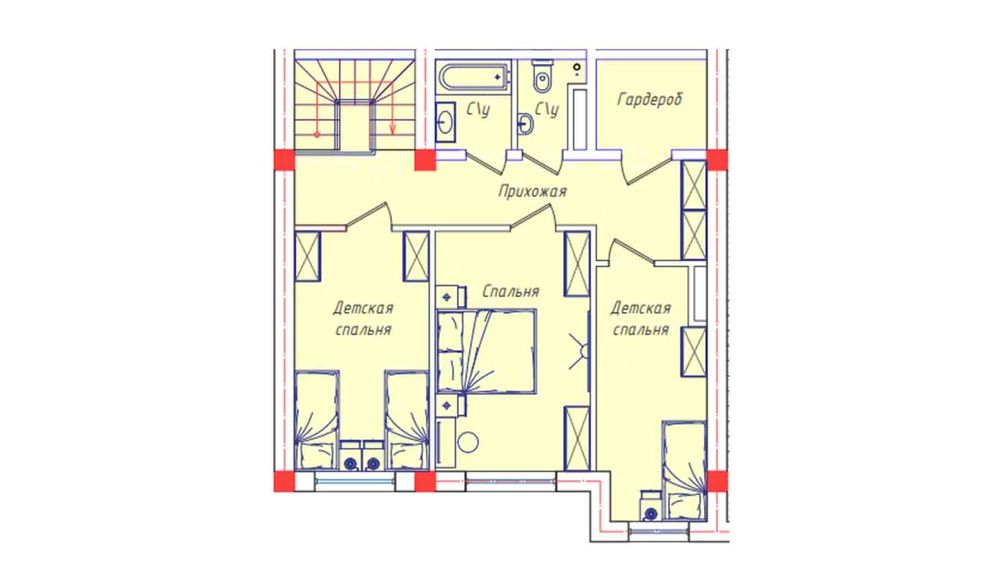 3-комнатная квартира 69.1 м²  8/8 этаж