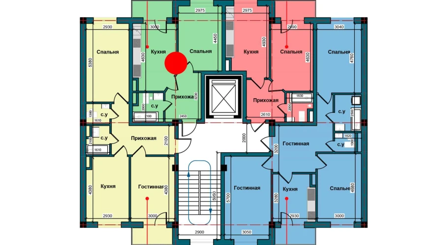 1-xonali xonadon 42.8 m²  7/7 qavat