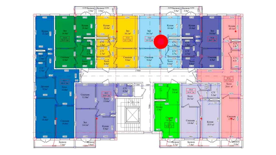 2-комнатная квартира 53.9 м²  2/2 этаж