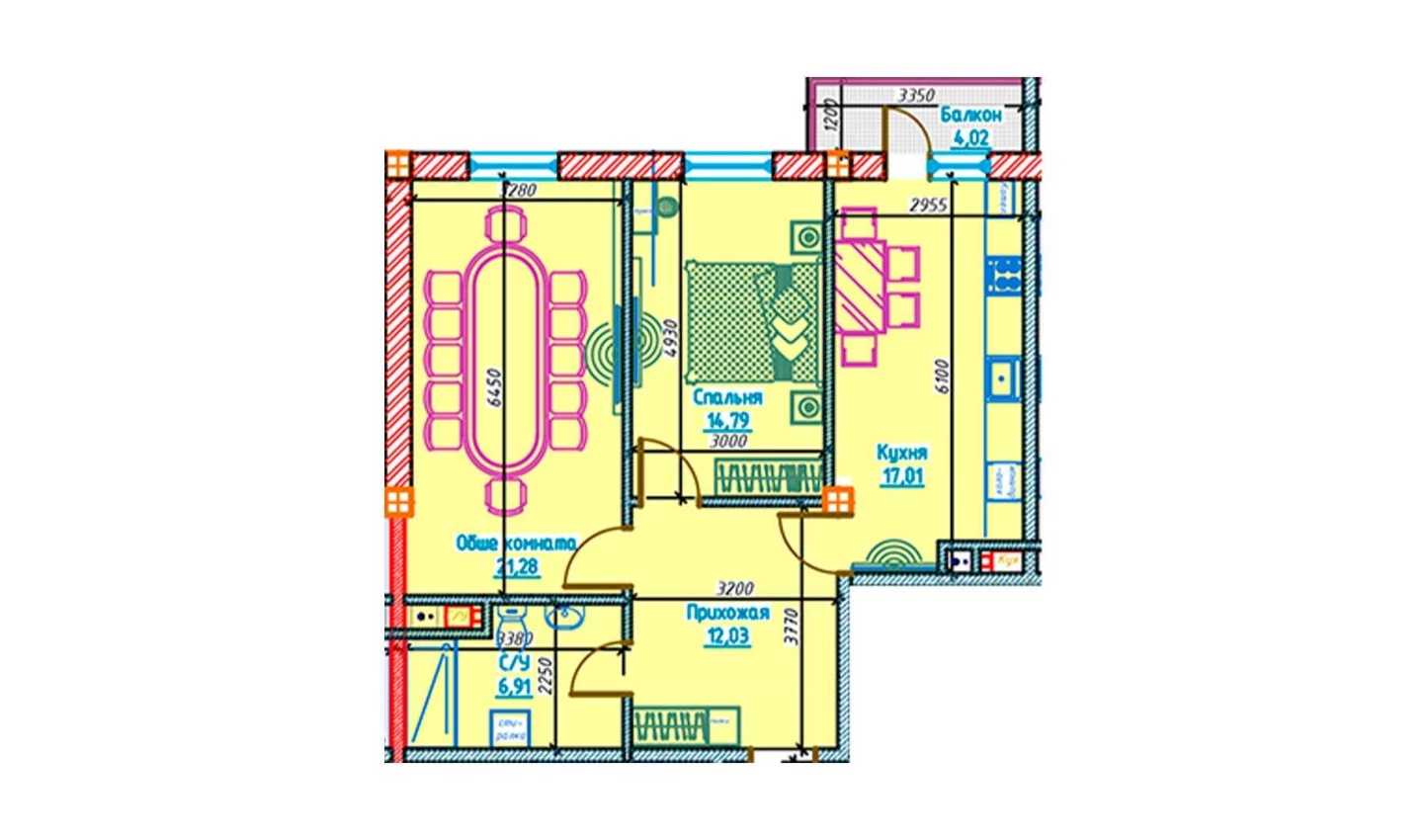 2-xonali xonadon 72.03 m²  5/5 qavat