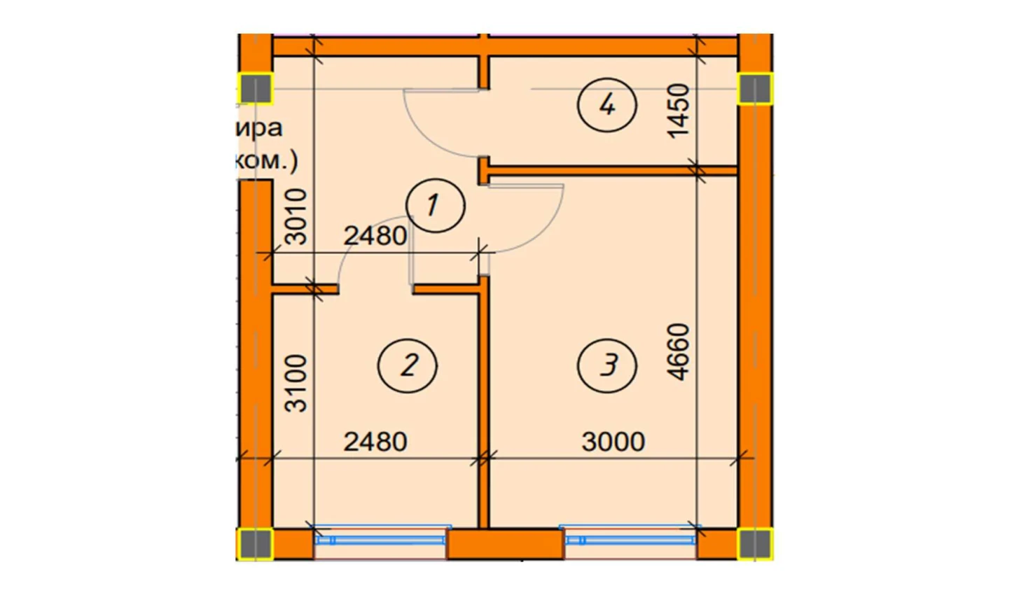 1-комнатная квартира 33.49 м²  1/1 этаж