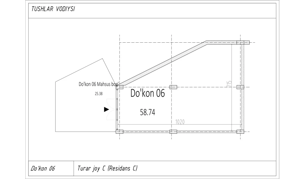 1-xonali xonadon 58.74 m²  0/0 qavat