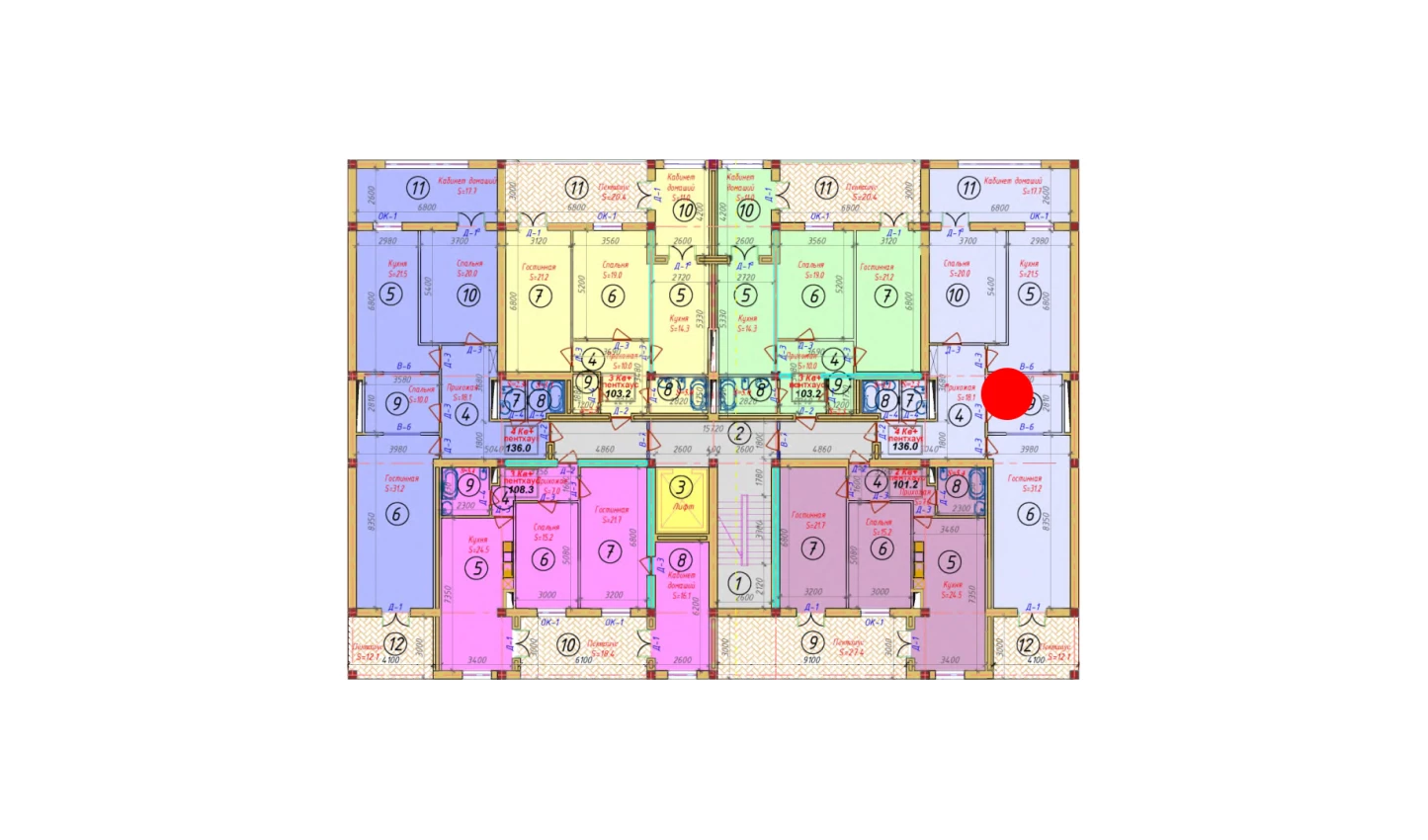 4-комнатная квартира 136 м²  2/2 этаж