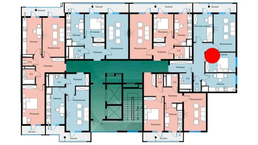 3-xonali xonadon 69.07 m²  12/16 qavat | SOKIN DIYOR Turar-joy majmuasi