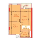 2-комн. квартира 55.92 м²  7/8 этаж | Жилой комплекс CAPITAL AVENUE