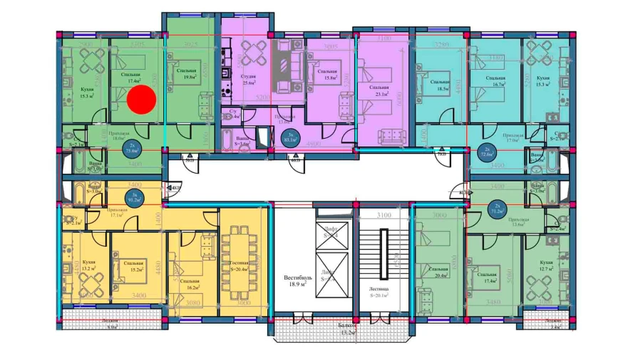 2-xonali xonadon 75.6 m²  7/7 qavat