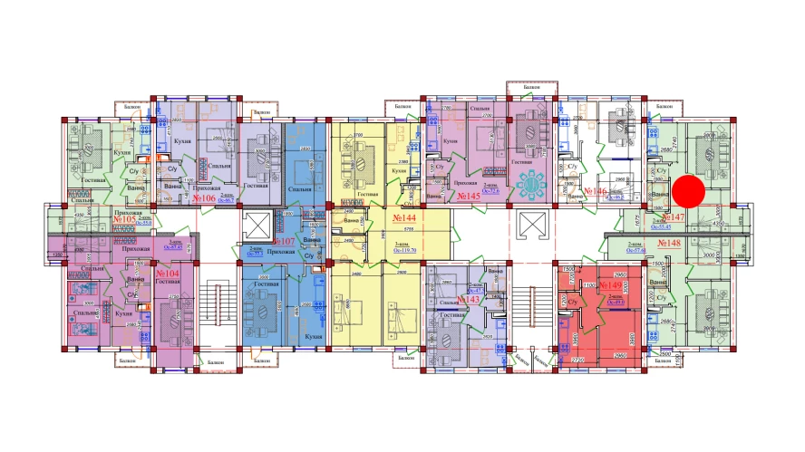 2-комнатная квартира 55.45 м²  6/6 этаж