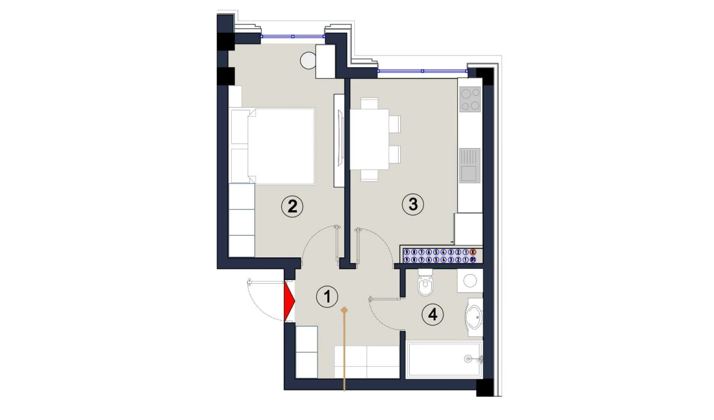 1-комнатная квартира 38.5 м²  2/2 этаж