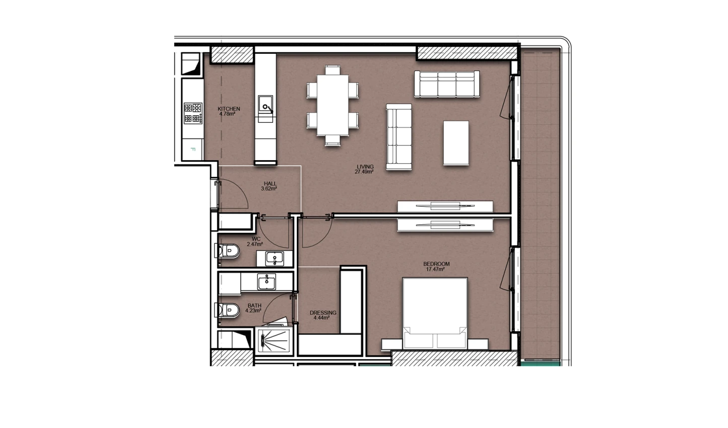 2-комнатная квартира 78.38 м²  9/9 этаж