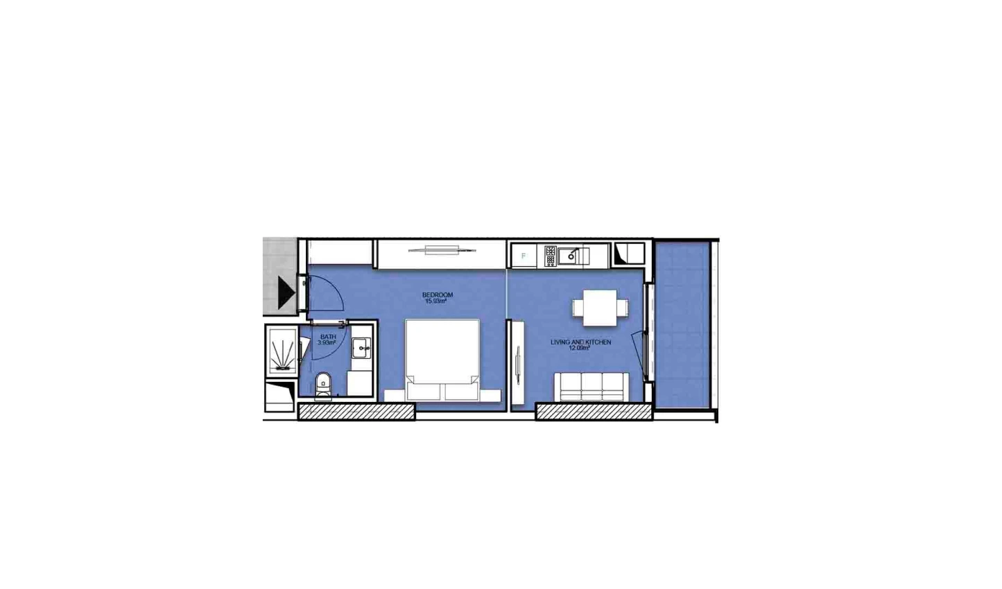 1-комнатная квартира 39.07 м²  5/5 этаж