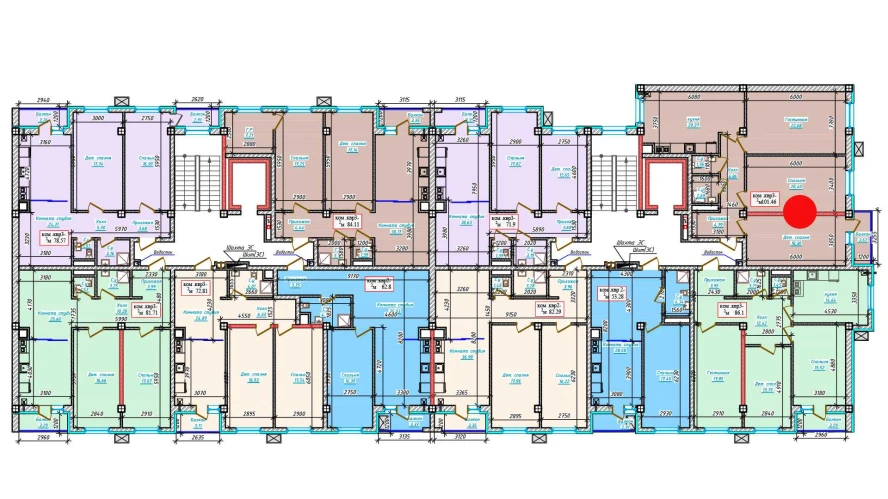 3-xonali xonadon 101.46 m²  8/8 qavat