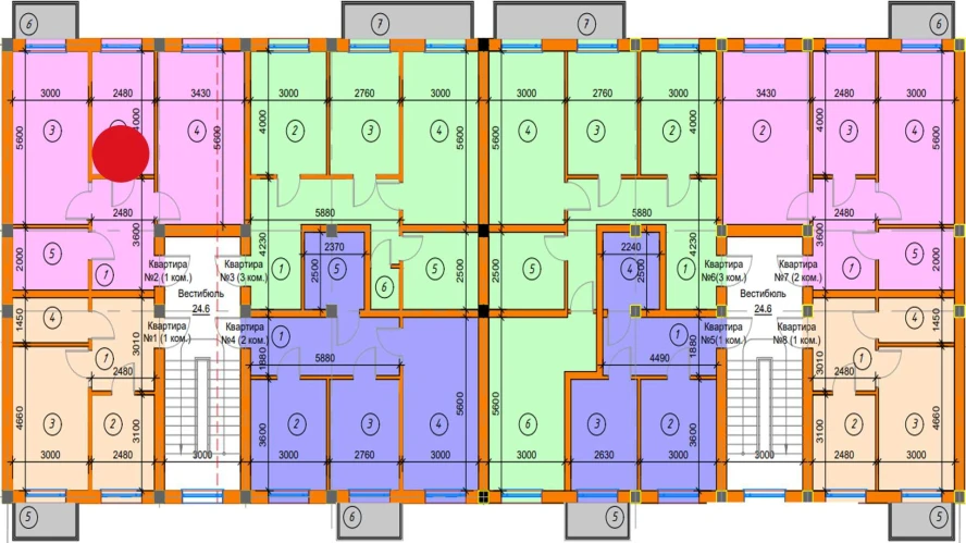 1-xonali xonadon 60.85 m²  3/3 qavat