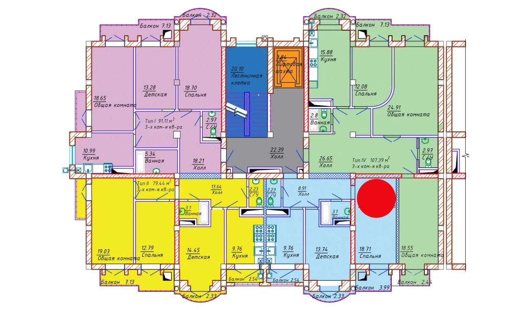 2-комнатная квартира 56.45 м²  8/8 этаж