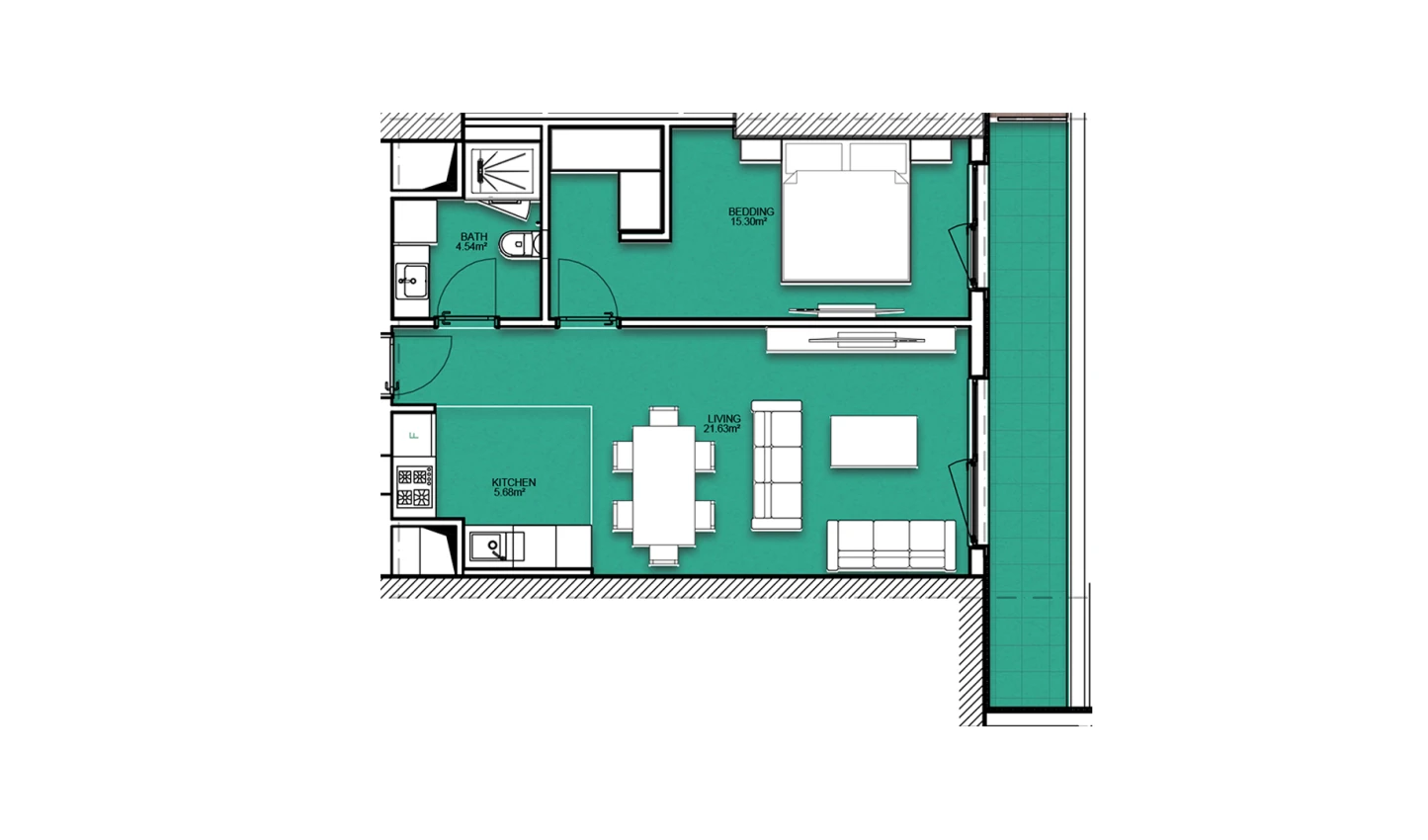 2-комнатная квартира 58.08 м²  12/12 этаж