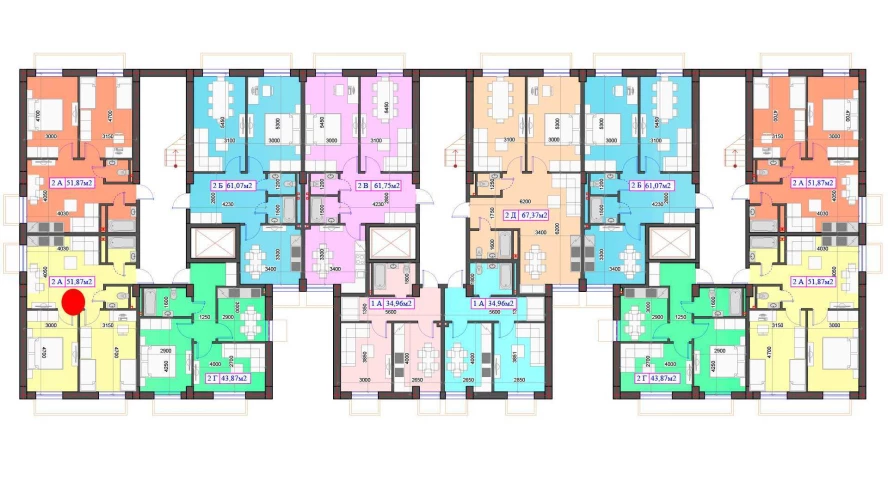 2-комнатная квартира 51.87 м²  0/0 этаж