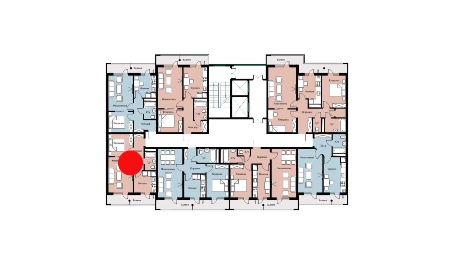 2-комнатная квартира 39.1 м²  2/2 этаж