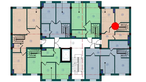 1-xonali xonadon 86 m²  7/7 qavat | Bristol Turar-joy majmuasi