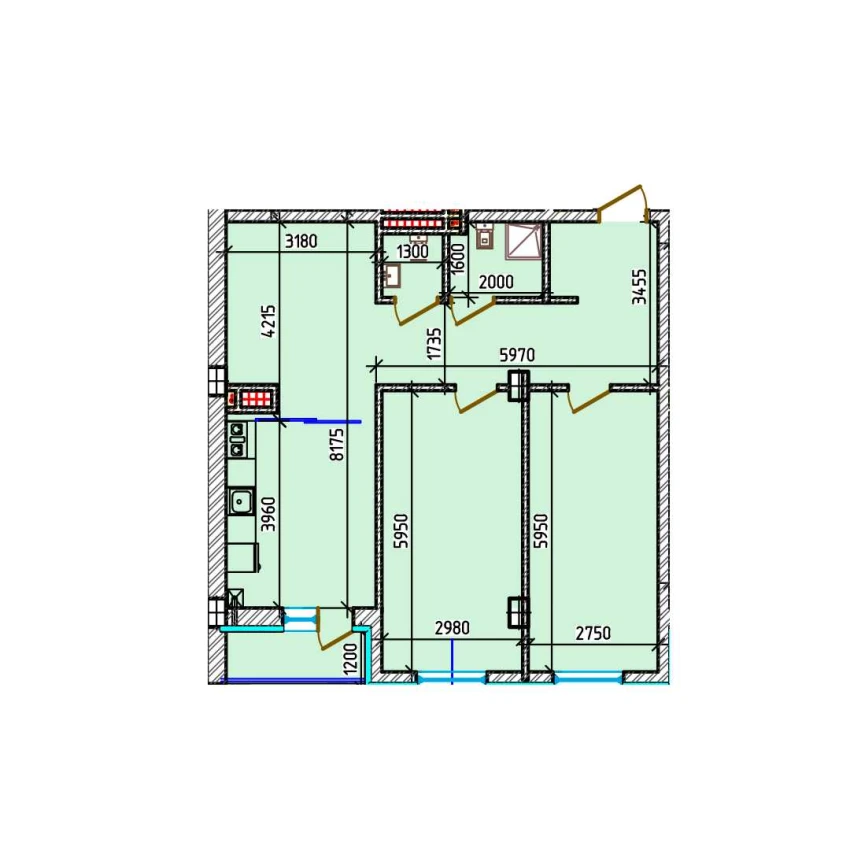 3-xonali xonadon 81.6 m²  8/9 qavat | Aero Town Turar-joy majmuasi