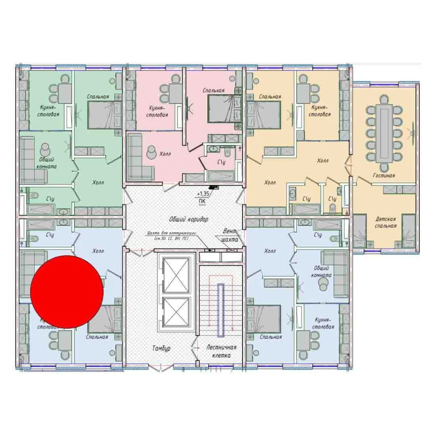 2-комнатная квартира 50.85 м²  1/1 этаж