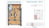 1-xonali xonadon 59 m²  12/14 qavat | Avia Palace Turar-joy majmuasi