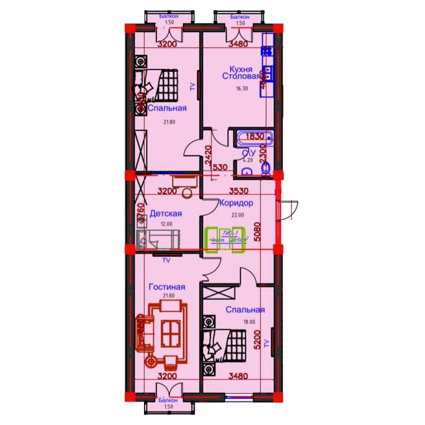 4-комнатная квартира 120.5 м²  10/10 этаж