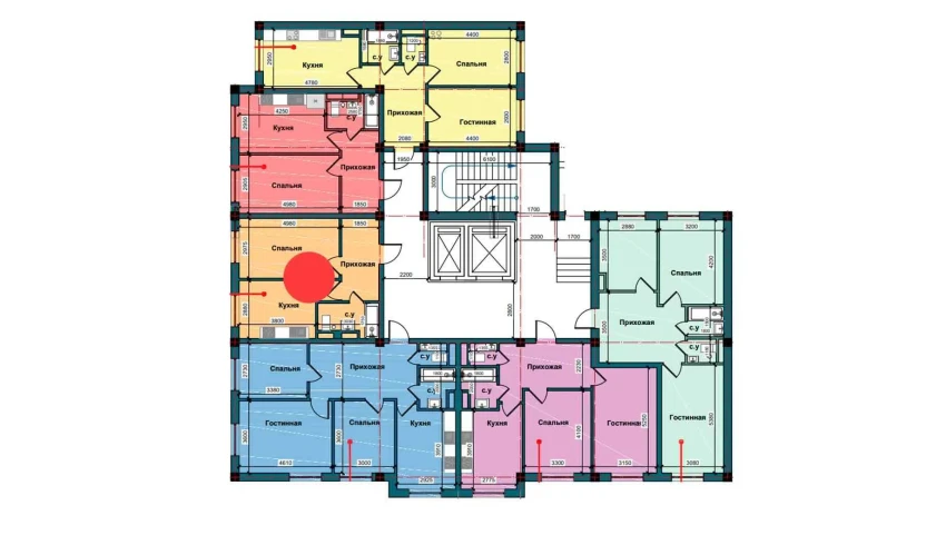 1-xonali xonadon 41.5 m²  2/10 qavat | NUR BARAKA Turar-joy majmuasi