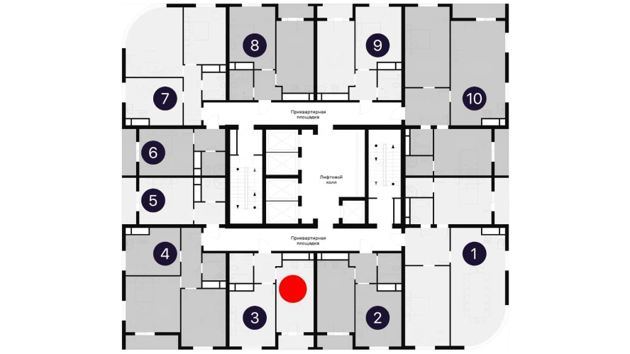 2-комнатная квартира 45.1 м²  16/16 этаж