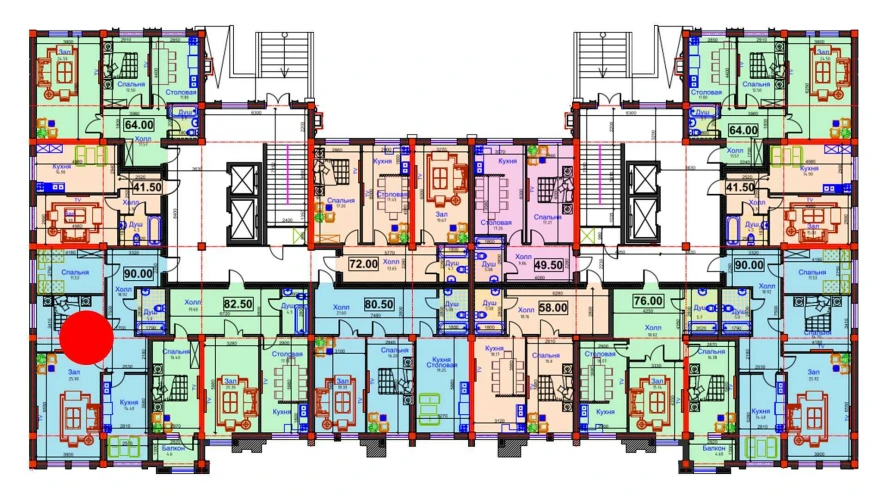 3-комнатная квартира 90 м²  1/1 этаж