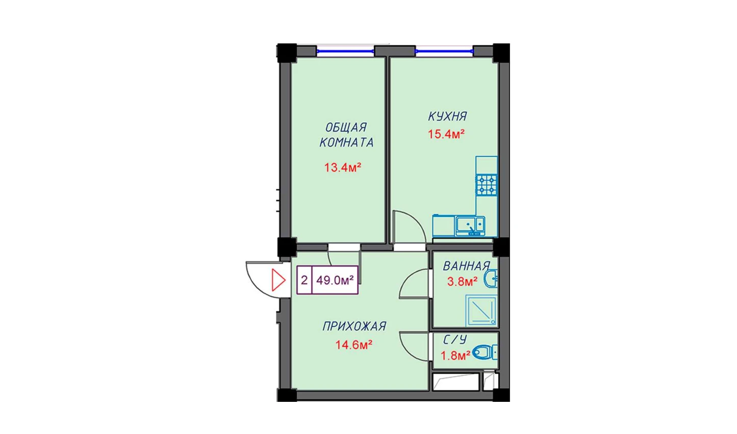 1-xonali xonadon 49 m²  0/0 qavat