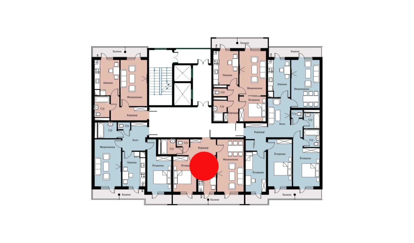 2-комнатная квартира 50.1 м²  1/1 этаж