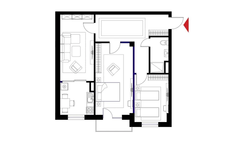 3-комнатная квартира 80.7 м²  6/6 этаж | Жилой комплекс CHOSHTEPA GARDEN