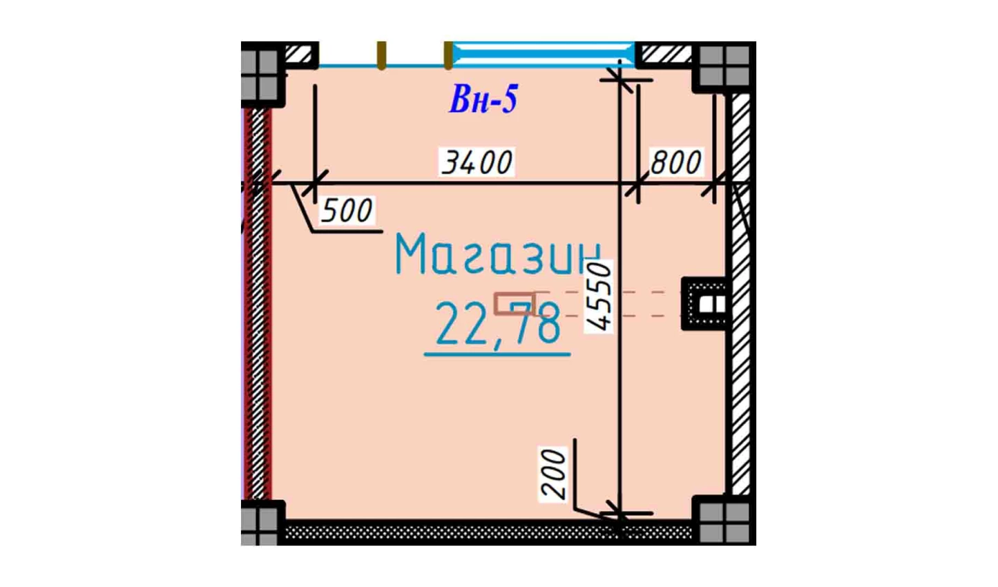 1-xonali xonadon 22.78 m²  1/1 qavat