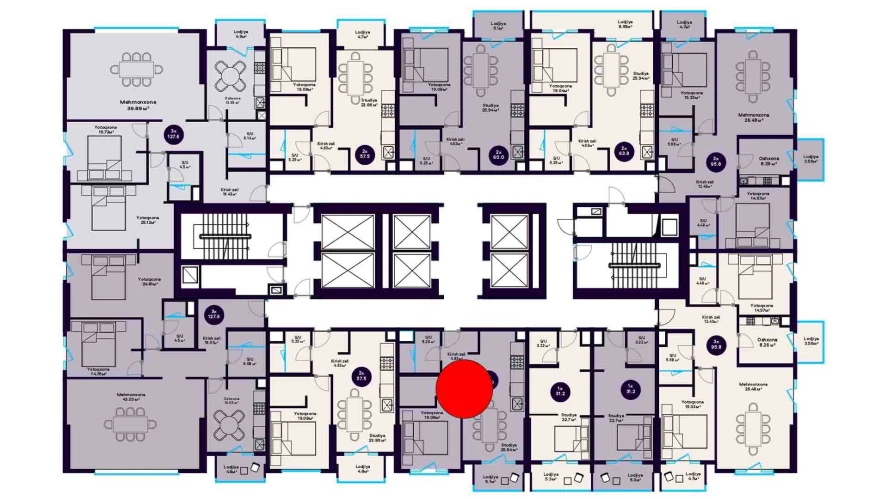 2-комнатная квартира 56.9 м²  3/3 этаж